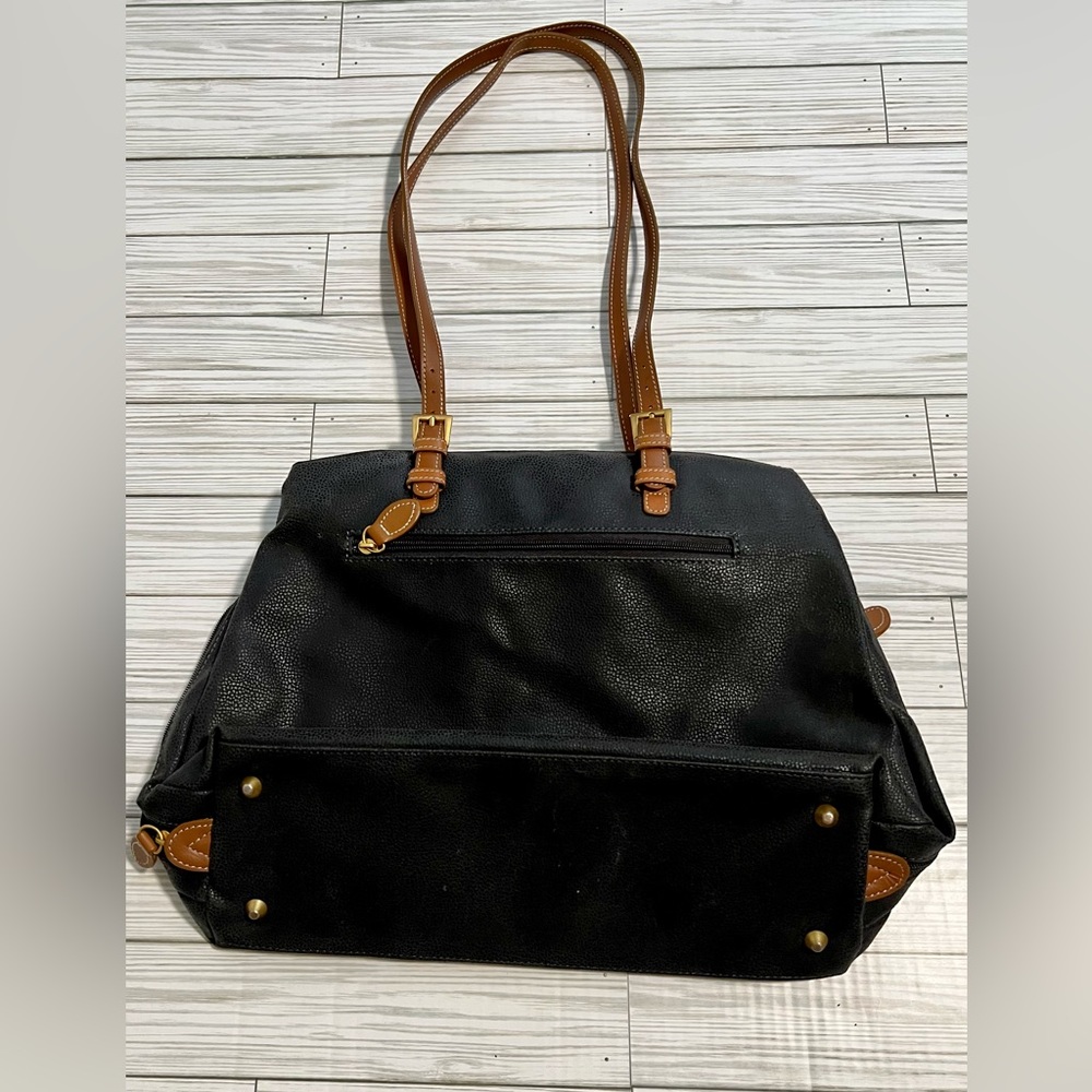 Boyt Womens Black Brown Jump Leather Adjustable Strap Zipper Pockets Tote Bag - Picture 2 of 4